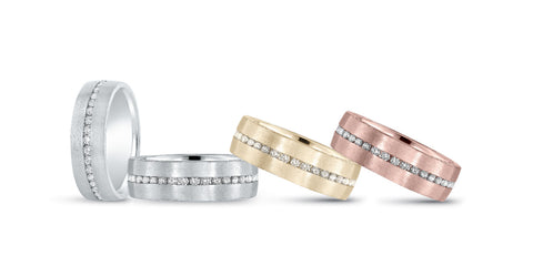 white gold men's diamond wedding band, yellow gold men's diamond wedding band, rose gold men's diamond wedding band
