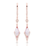 rose gold pink amethyst and diamond drop earrings