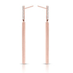 rose gold diamond drop earrings with matte finish 