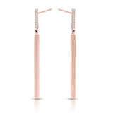 rose gold diamond drop earrings with matte finish 