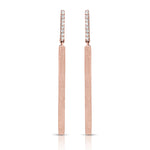 rose gold diamond drop earrings with matte finish 