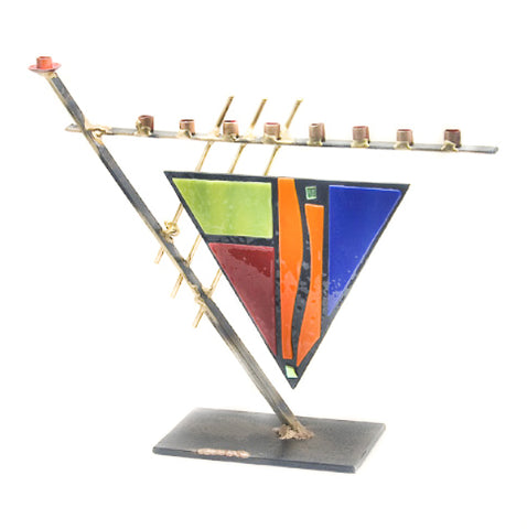 gary rosenthal triangular Art Deco colorful menorah