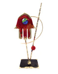 gary rosenthal copper hamsa sculpture with colorful glass eye