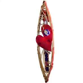 gary rosenthal copper heart wedding mezuzah with glass shard holder