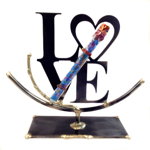 gary rosenthal LOVE sculpture with wedding glass keepsake