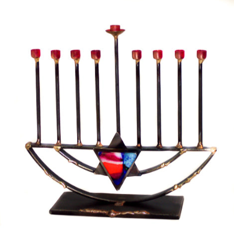 gary rosenthal small rod menorah with star of David 