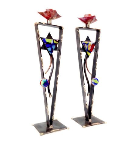 gary rosenthal star tower candlestick pair