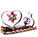 gary rosenthal colorful wedding menorah and dreidel combo