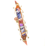 gary rosenthal narrow pointed colorful glass mezuzah with squiggles