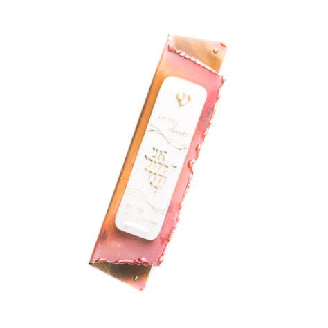 gary rosenthal copper wedding mezuzah that says I am my beloveds and my beloved is mine