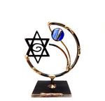 gary rosenthal all metal lasercut star of David sculpture with colorful glass bead