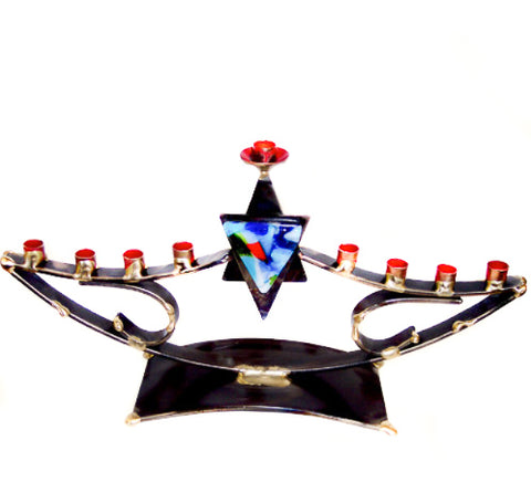 gary rosenthal simple curved colorful menorah