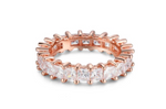 Sterling Silver rose gold plated Princess Cut CZ Eternity Band 