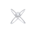 Sterling Silver CZ Halo X Ring