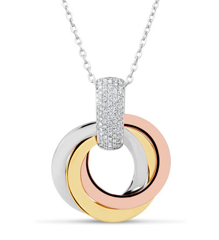 tri color gold diamond pendant