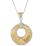 two tone textured gold diamond pendant