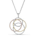 tri color overlapping diamond pendant