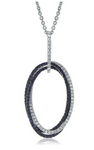 white gold blue sapphire and diamond oval pendant
