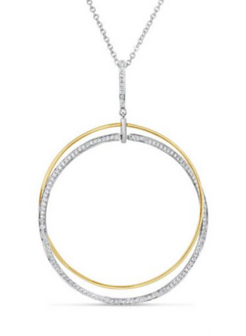 Two tone diamond circle pendant