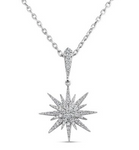 white gold starburst diamond pendant