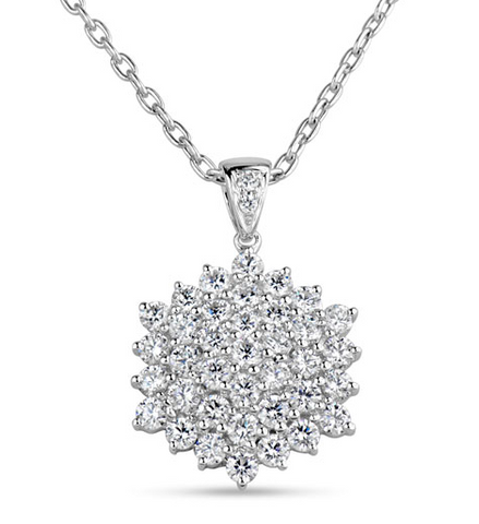 white gold diamond pave cluster pendant