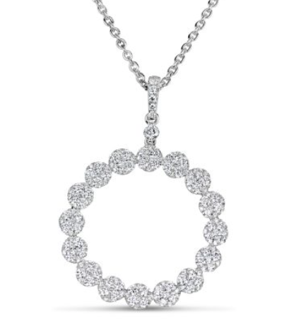 white gold circle diamond pendant