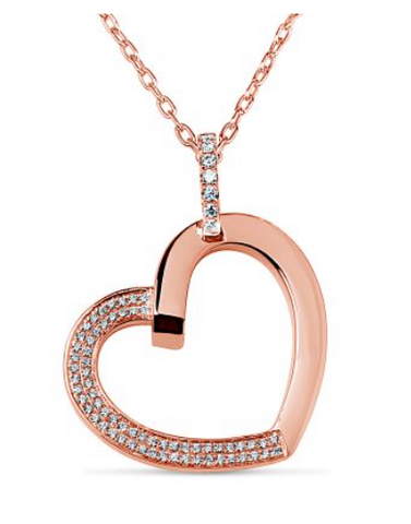 rose gold diamond heart pendant