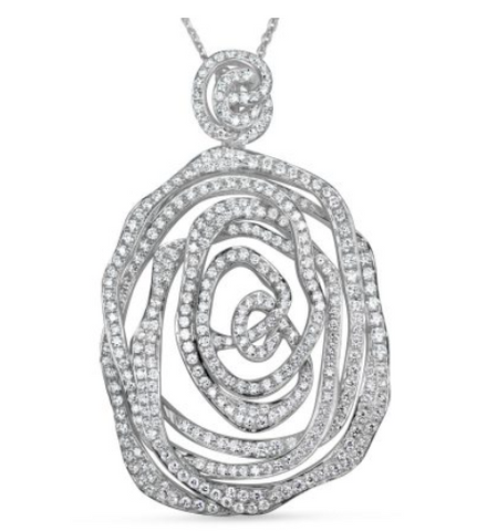 white gold diamond overlap pendant