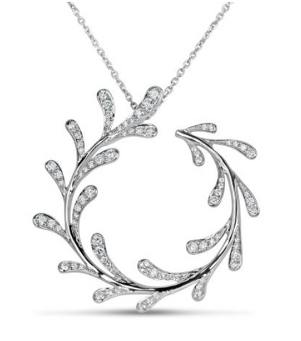 white gold diamond vine pendant