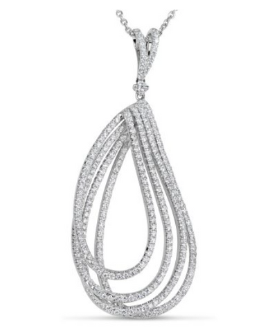 white gold multi row diamond pendant