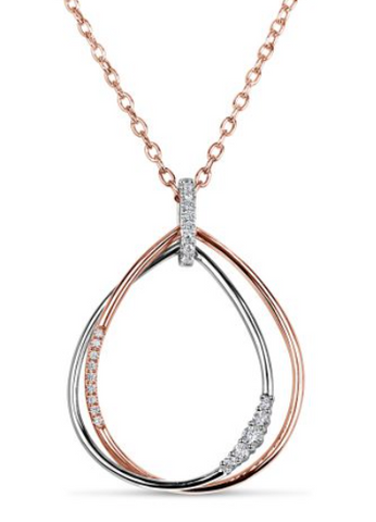 rose gold and white gold diamond drop pendant