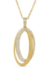 yellow gold brushed oval diamond pendant