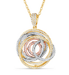 white gold yellow gold rose gold diamond swirl pendant