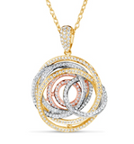 white gold yellow gold rose gold diamond swirl pendant