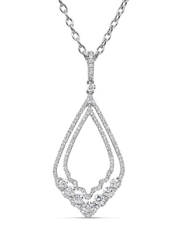 white gold tear drop diamond pendant