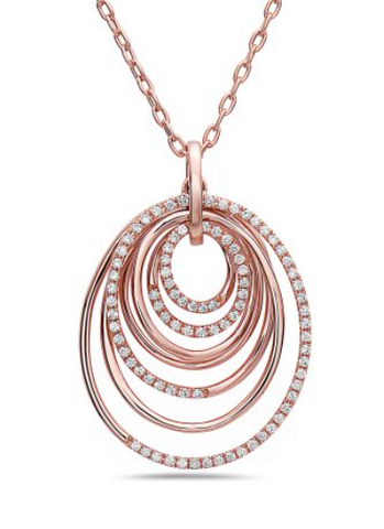 rose gold multi row diamond pendant