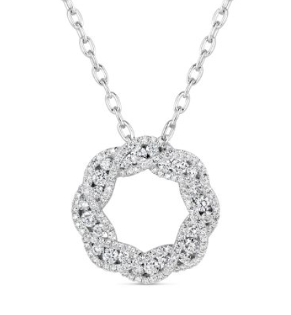 white gold circular diamond pendant