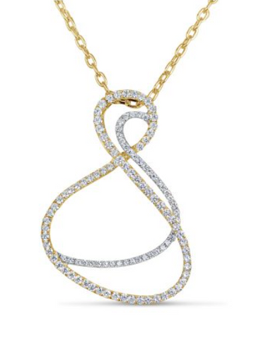 white gold and yellow gold diamond abstract pendant