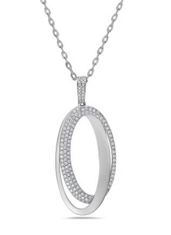white brushed gold diamond oval  pendant 