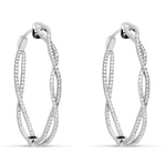 white gold diamond swirl hoop earrings