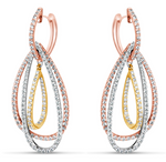 tri color multi row diamond drop earrings