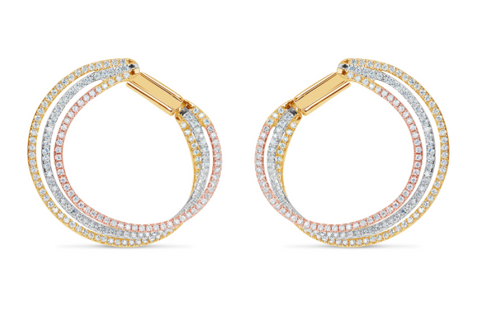 tri color diamond fashion earrings