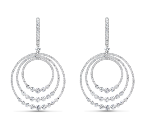 white gold diamond circle fashion earrings