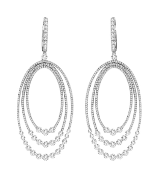 white gold diamond fashion oval earrings