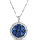 white gold blue sapphire and diamond pendant necklace