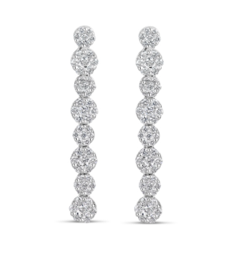 white gold diamond pave dangle earrings