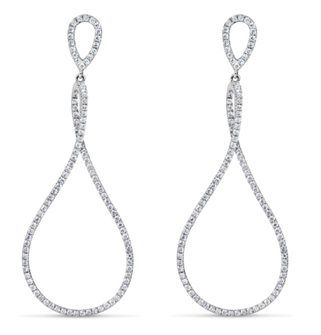 white gold diamond twist drop earrings