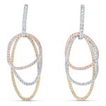 rose gold white gold and yellow gold diamond drop earrings