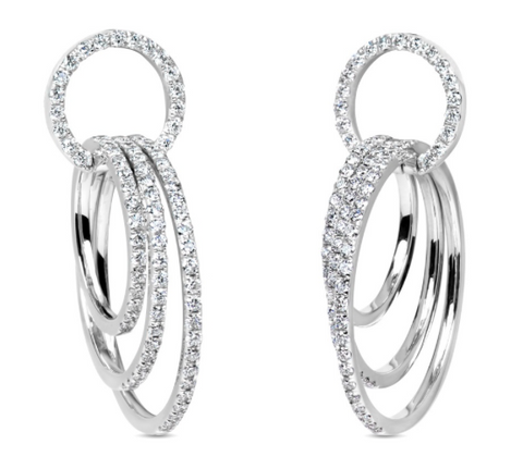 white gold diamond loop drop earrings
