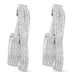 white gold diamond overlap hoop earrings